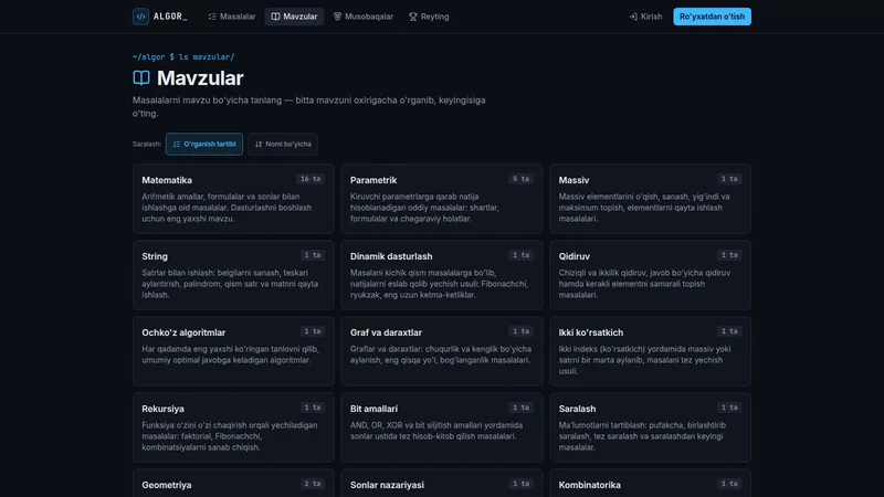 algor.uz — Dasturlash masalalari platformasi — 4