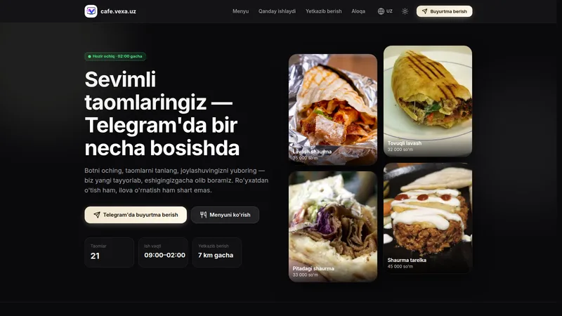 cafe.vexa.uz — Telegram orqali ovqat buyurtma qilish — 4