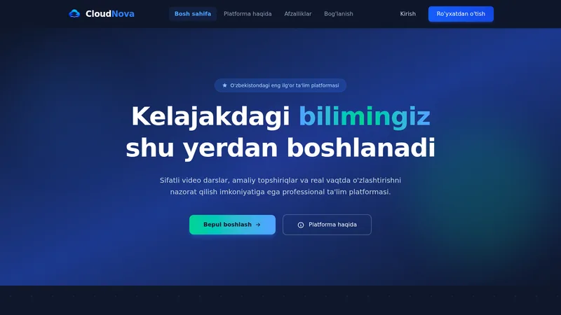 cloudnova.uz — Onlayn ta'lim platformasi