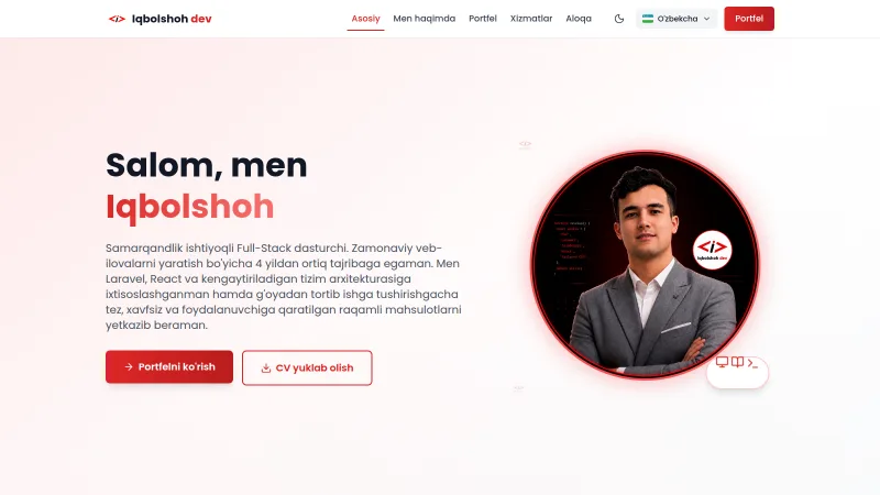 Iqbolshoh.uz — Dasturchi portfolio sayti
