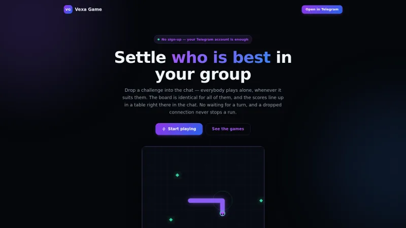 Game — Telegram o'yin arenasi