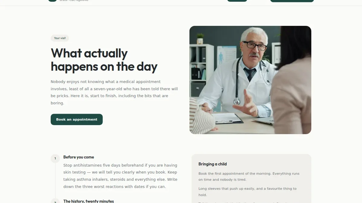 Meadowbank Allergy Clinic — allergiya klinikasi shabloni — Nusxa 4