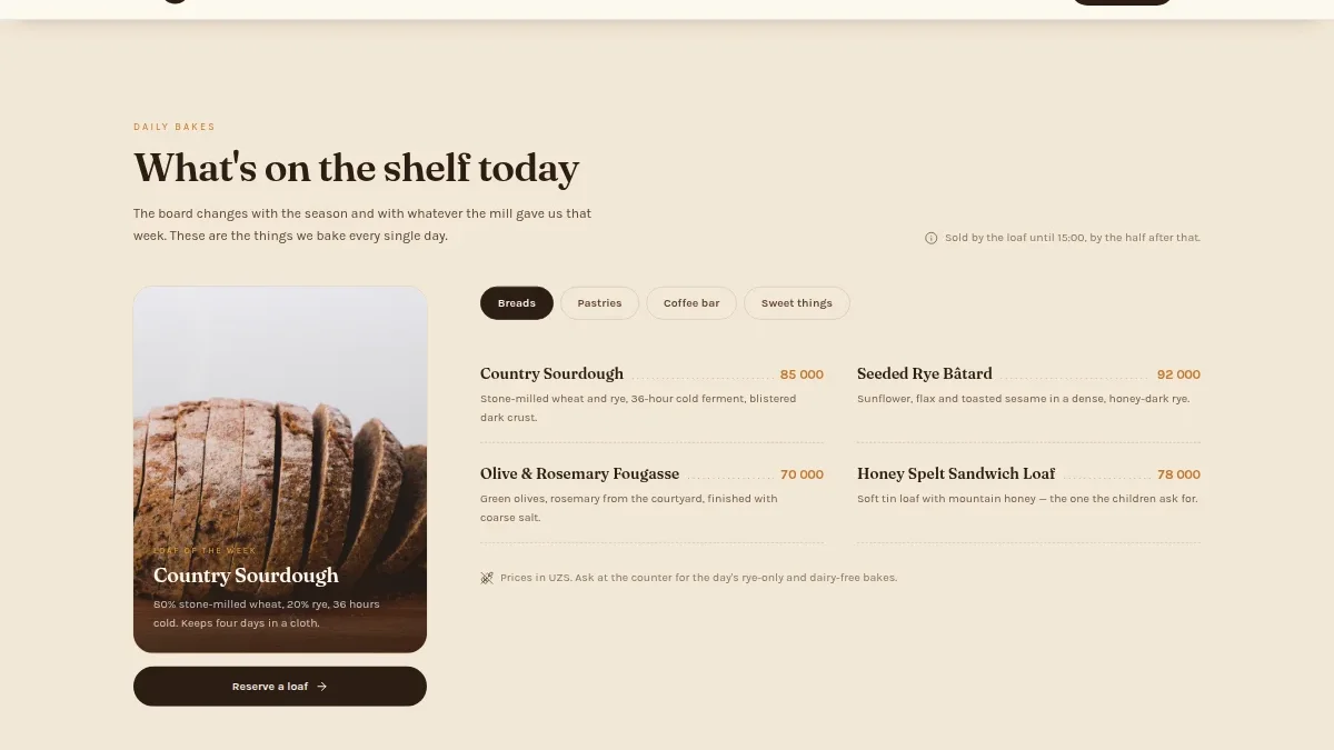Artisan Bakery & Café Landing Page — Thumbnail 2