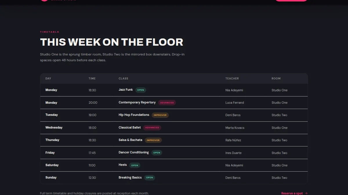 Dance Studio Classes — Thumbnail 3