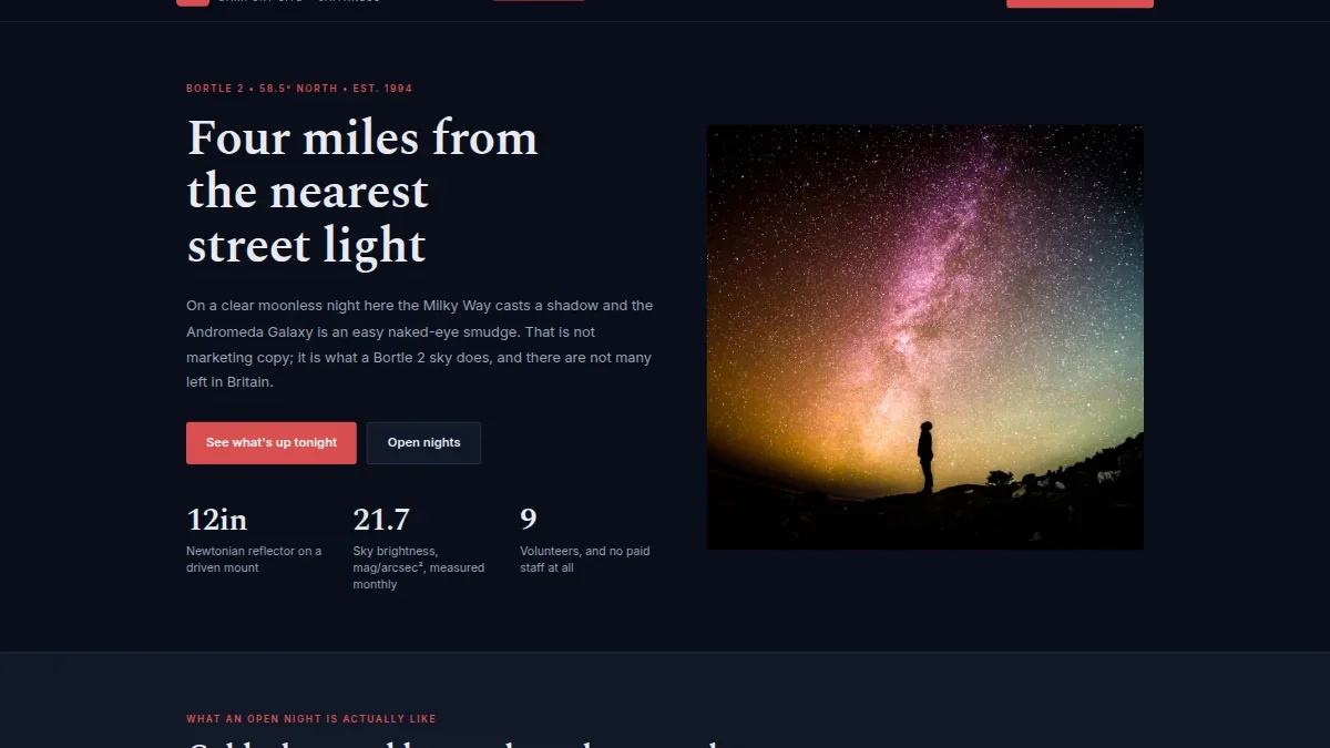 Halkirk Observatory — qorong'u osmon rasadxonasi shabloni