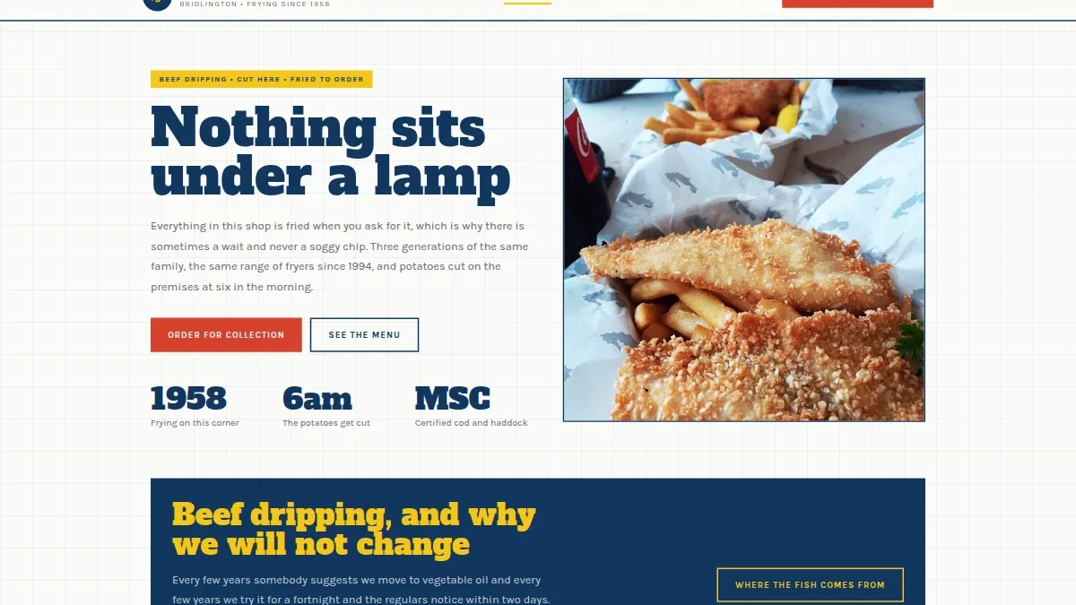 The Lifeboat Fish Bar — baliq va kartoshka do'koni shabloni
