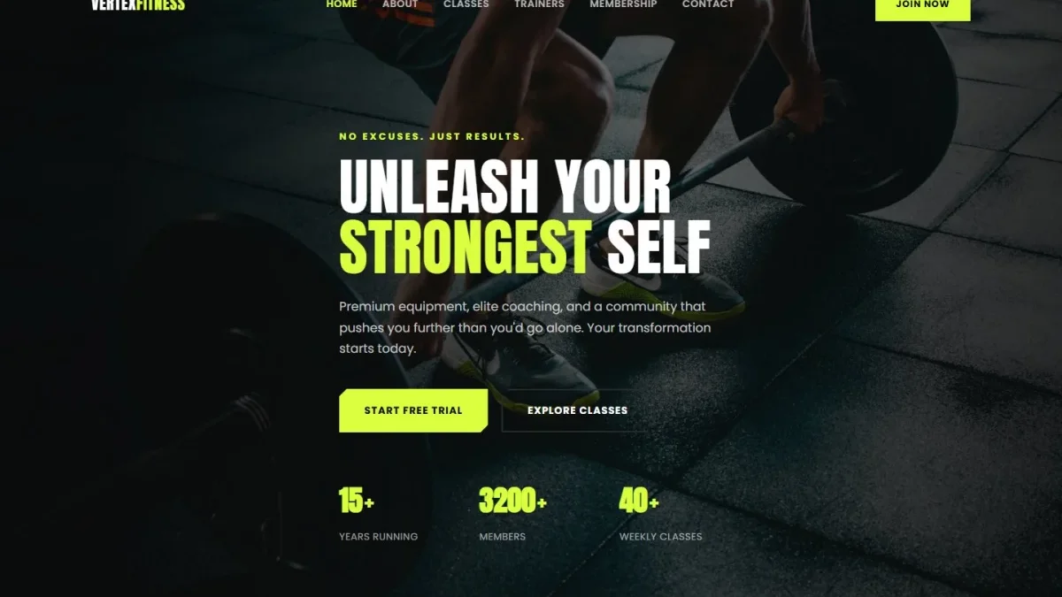Fitnes-zal uchun landing sahifa