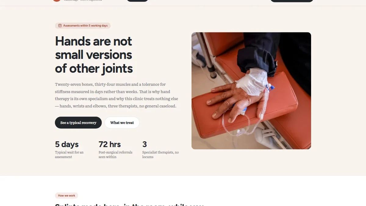 Fenmore Hand Therapy — qo'l terapiyasi klinikasi shabloni