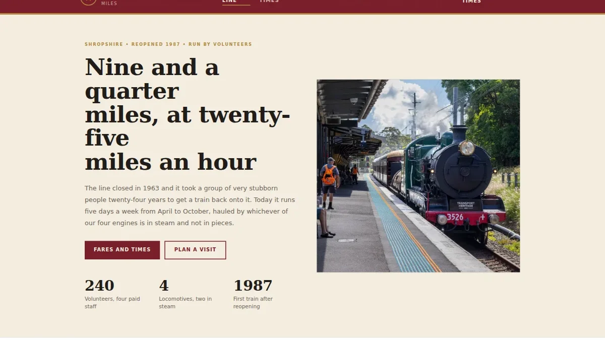 The Wenlock Edge Railway — шаблон исторической паровой железной дороги