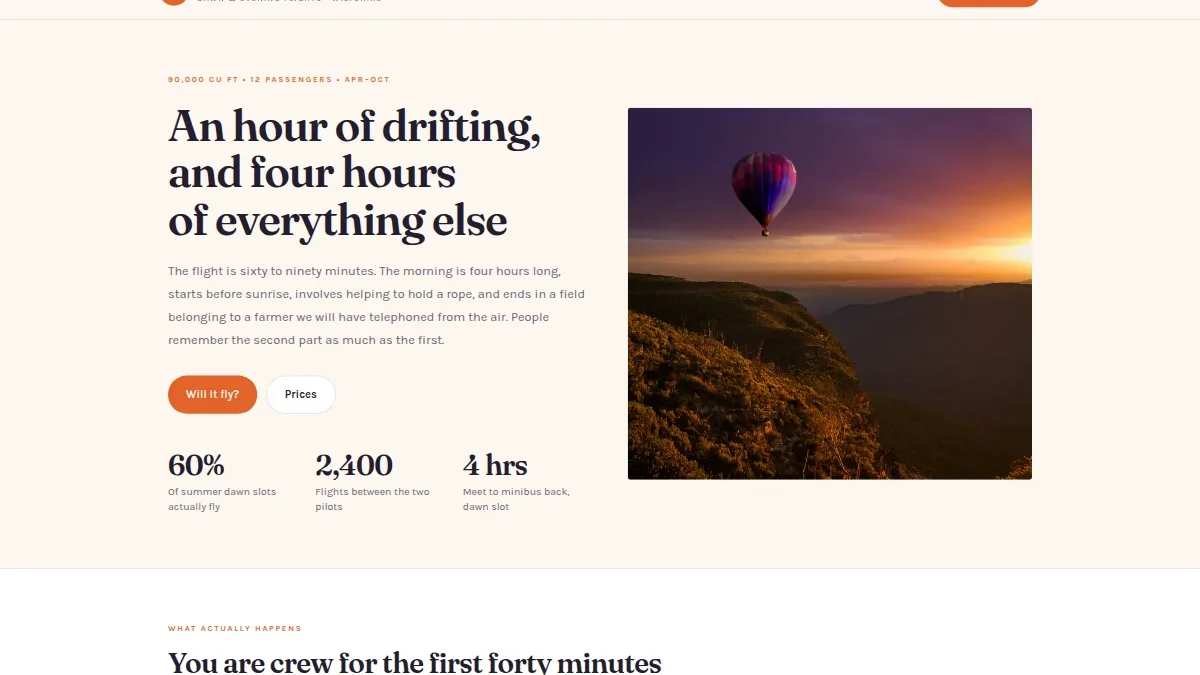 Vale Ballooning — havo shari parvozlari landing shabloni