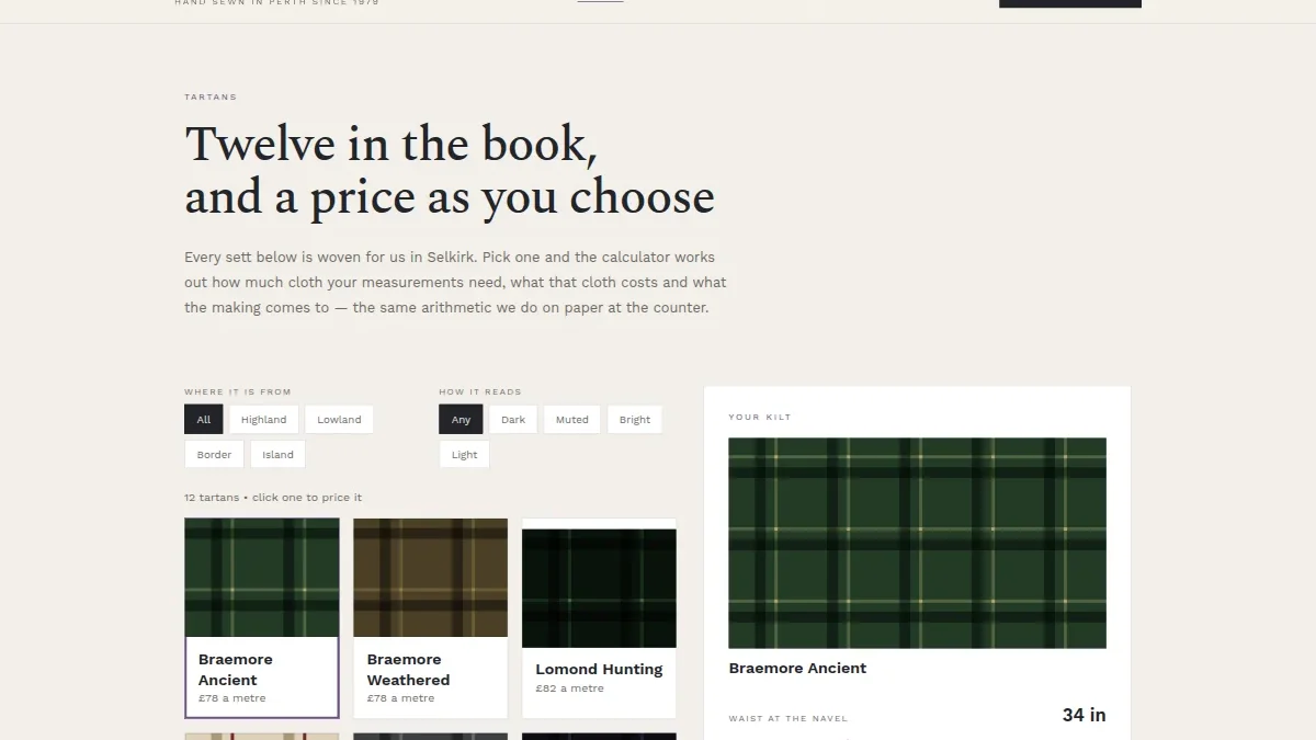 Braemore Kiltmakers — qo'lda tikilgan kilt ustaxonasi shabloni — Nusxa 2