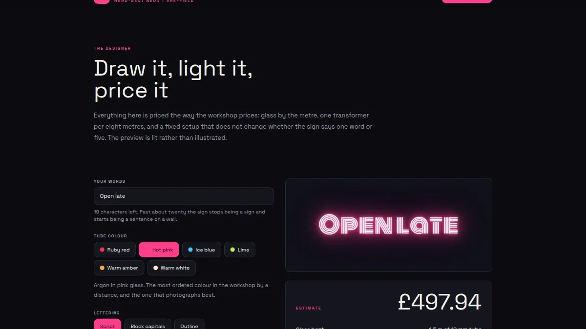Bend & Fill — Neon Sign Workshop React Template — Thumbnail 2