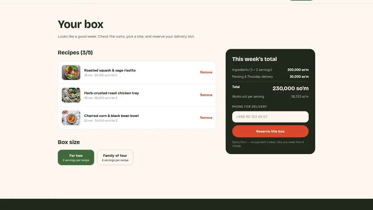 Ladle & Larder — Retsept-box React ilovasi — Nusxa 3