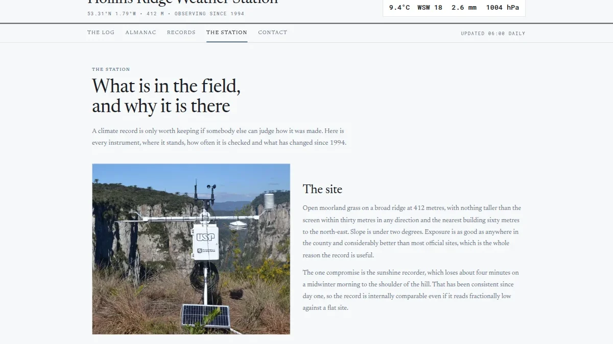 Hollins Ridge Weather Station — ob-havo kundaligi shabloni — Nusxa 4