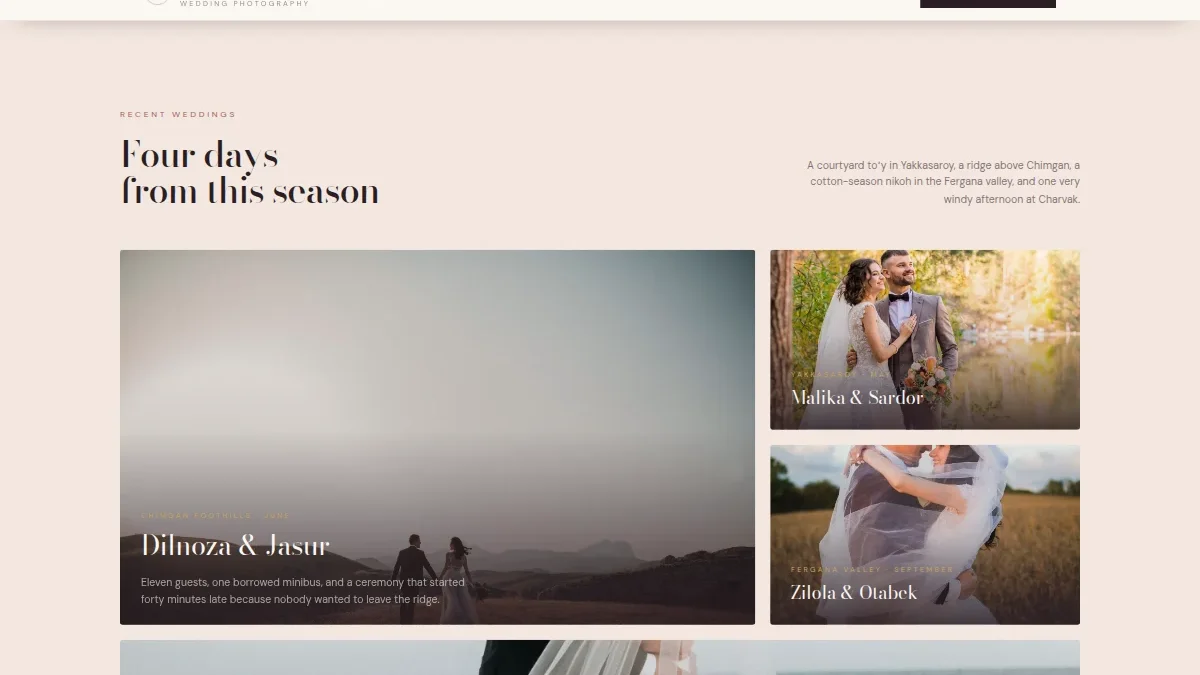 To'y fotografi uchun portfolio sayti — Nusxa 2
