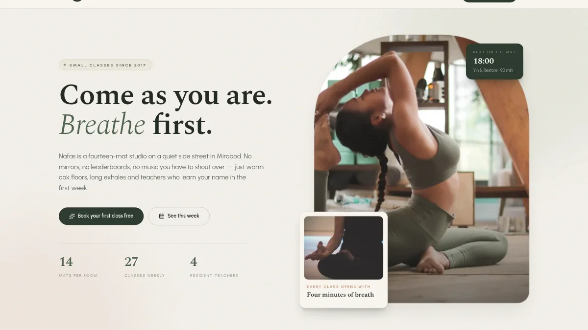 Yoga & Pilates Studio Website