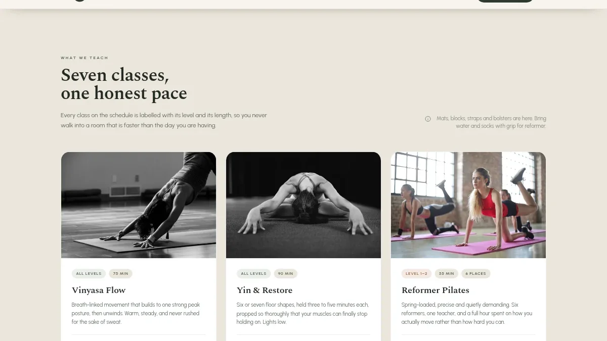 Yoga & Pilates Studio Website — Thumbnail 2