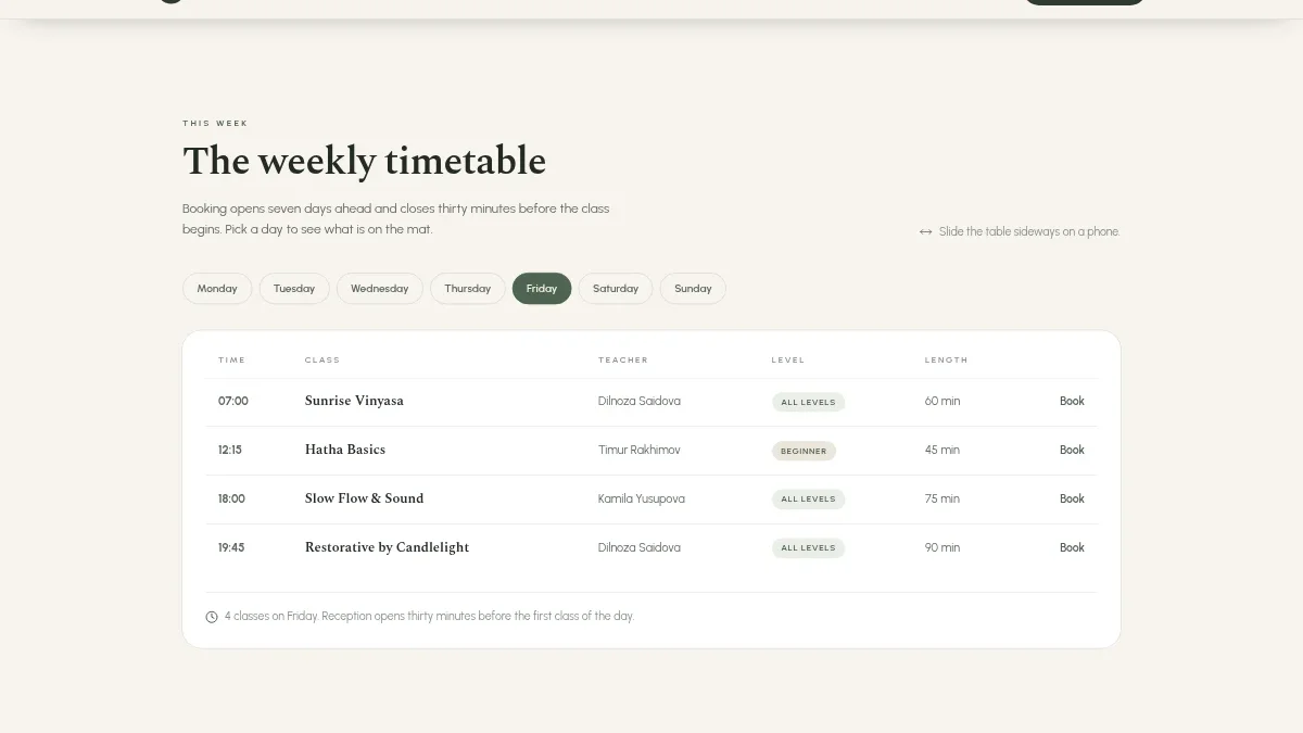 Yoga & Pilates Studio Website — Thumbnail 3