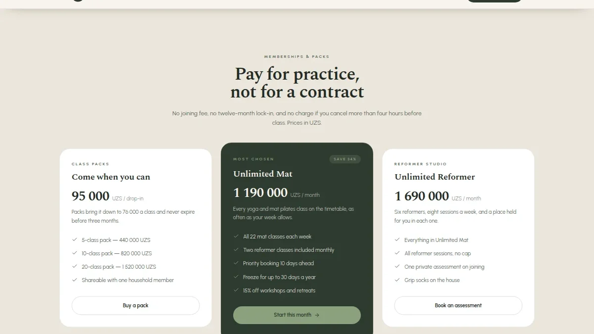 Yoga & Pilates Studio Website — Thumbnail 4